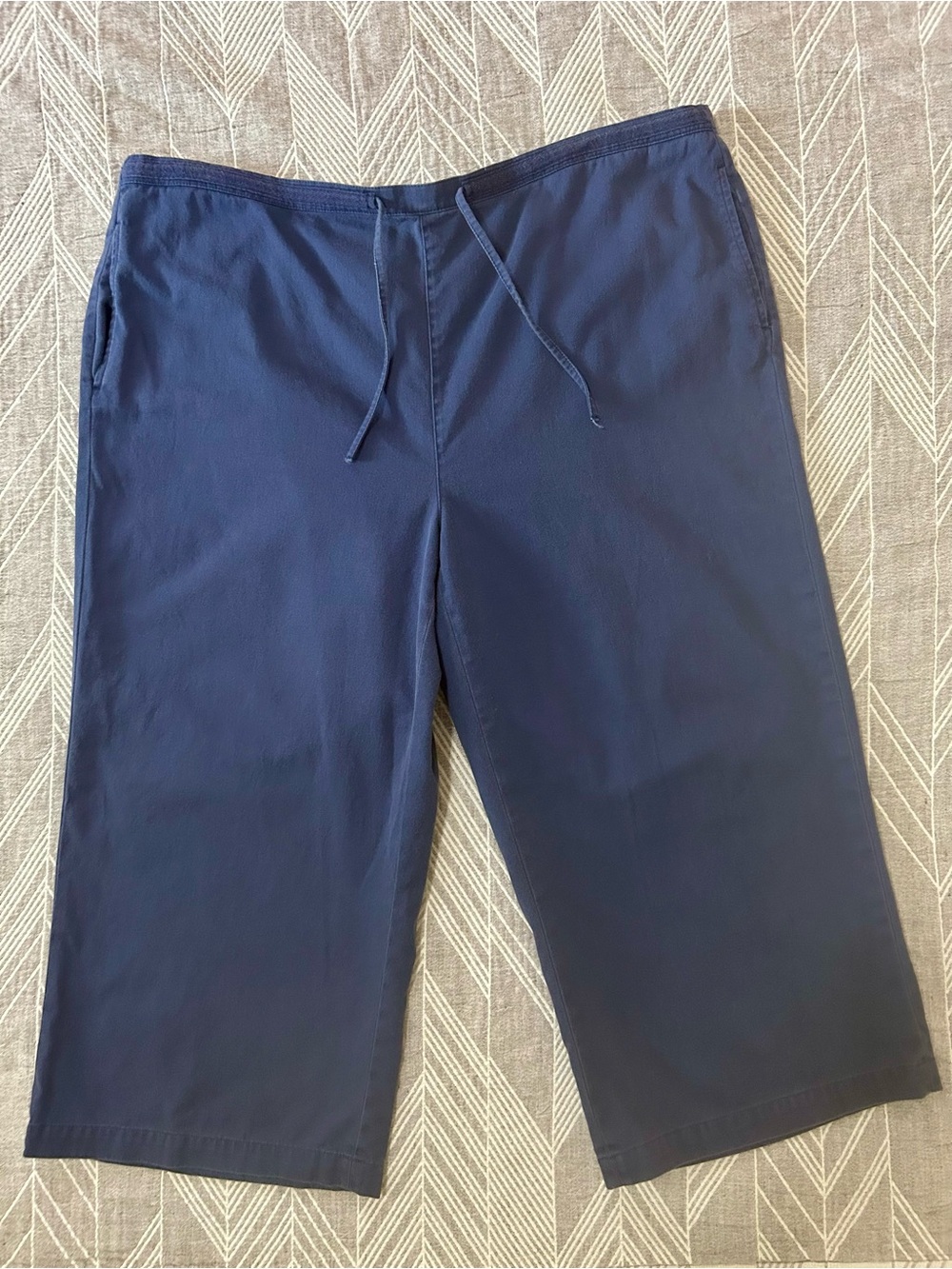 Coldwater Creek Navy Blue Cotton Twill Drawstring Crop Capri Pants 1X 18